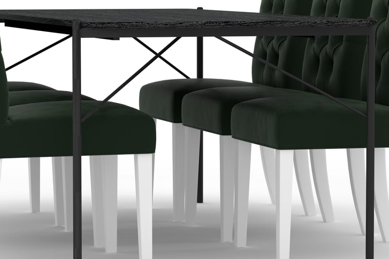 Thars Spisebord 200 cm med 6 Jenny Spisestoler Fløyel - Svart - Møbler - Bord - Spisegrupper