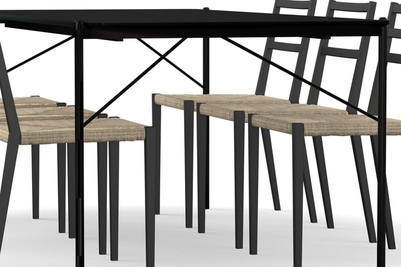 Thars Spisebord 200 cm med 6 Milakh Spisestoler - Svart - Møbler - Bord - Spisegrupper