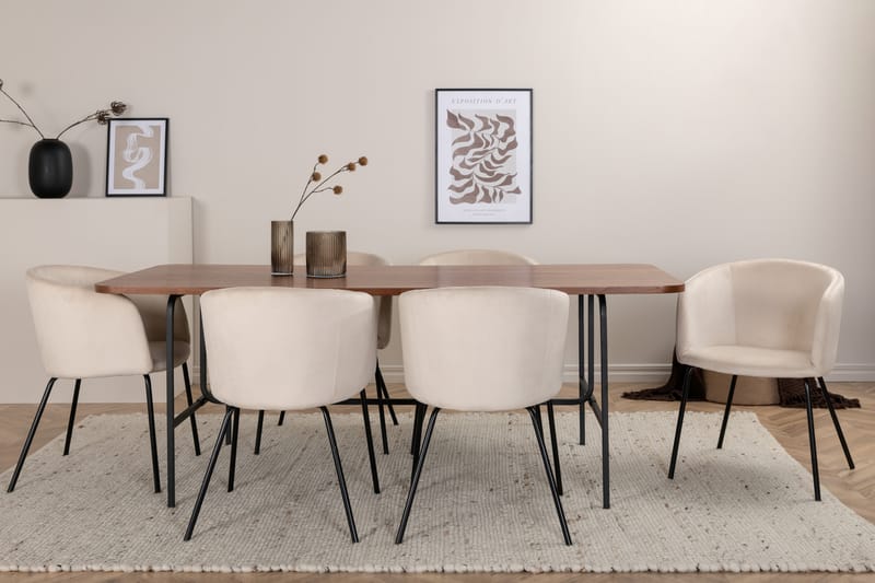 Uno spisebord med 6 Berit Spisestol - Møbler - Bord - Spisegrupper