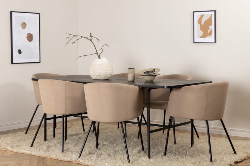 Uno Spisebord med 6 stk Berit Spisestol - Møbler - Bord - Spisegrupper
