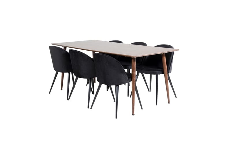 Ypas Spisebord 180 cm Med 6 Valerie Kjøkkenstoler Fløyel - Møbler - Bord - Spisegrupper