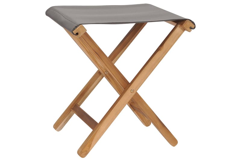Klappstoler 2 stk heltre teak og stoff mørkegrå - Møbler - Lenestoler - Fotskammel