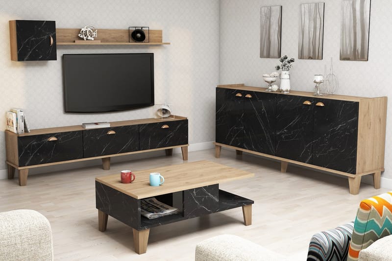 Living Room Furniture Set Eik|Marmor - Oppbevaring - Oppbevaringsmøbler - Kommode