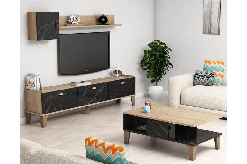 Living Room Furniture Set Eik|Marmor - Møbler - Mediamøbel & tv møbel - TV-møbelsett