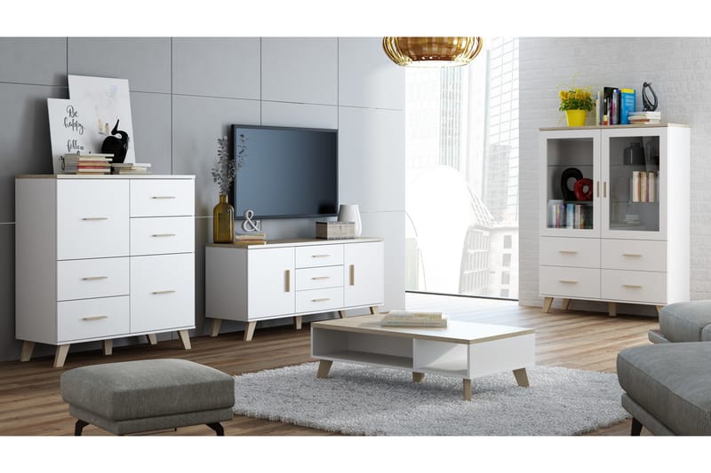 Lottana 2 Møbelsett til Stue - Hvit/Sonomaeik - Møbler - Bord - Sofabord