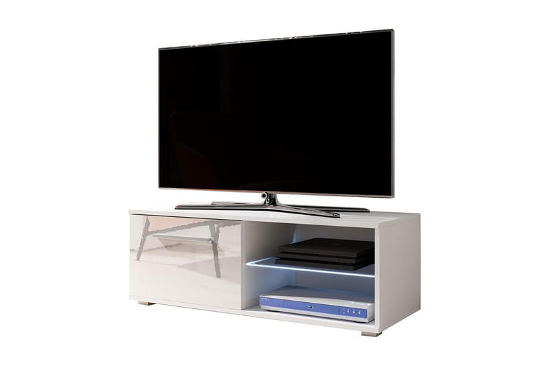 Adrianah Tv-benk 36x40x100 cm Blå LED - Hvit - Møbler - Medie- & TV-møbler - TV-benk & mediabenk