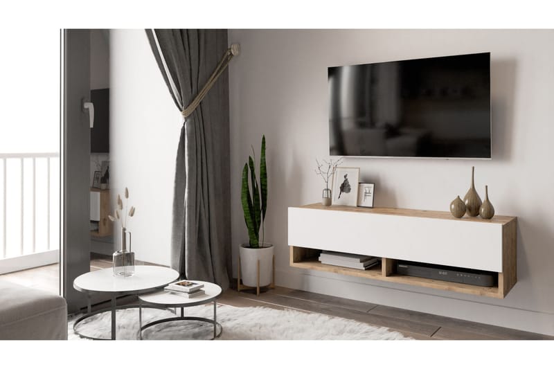 Anari TV-benk 100 cm - Natur / Hvit - Møbler - Medie- & TV-møbler - TV-benk & mediabenk