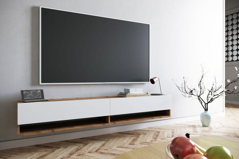 Anari TV-benk 180 cm 2 Hyller - Hvit/Natur - Møbler - Mediamøbel & tv møbel - TV-benk & mediabenk