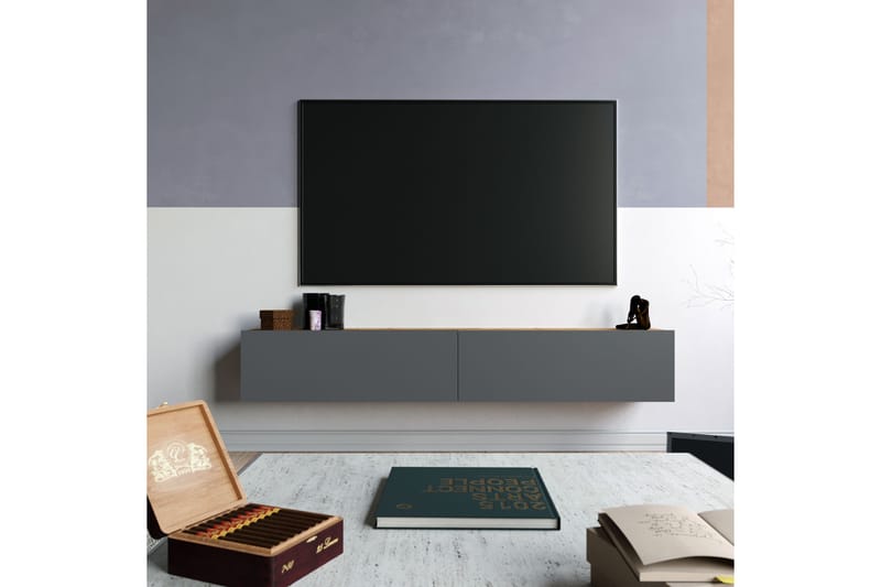 Anari TV-benk 180 cm - Antrasitt / Natur - Møbler - Medie- & TV-møbler - TV-benk & mediabenk
