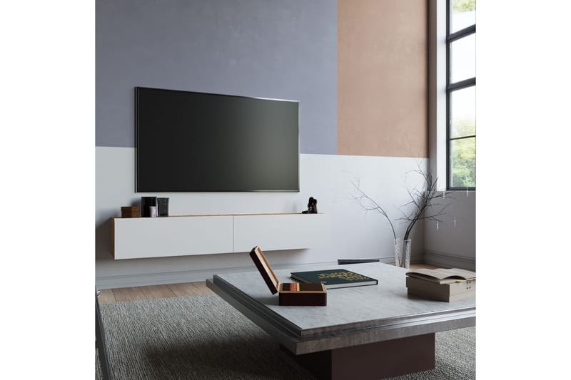 Anari TV-benk 180 cm - Hvit/Natur - Møbler - Medie- & TV-møbler - TV-benk & mediabenk