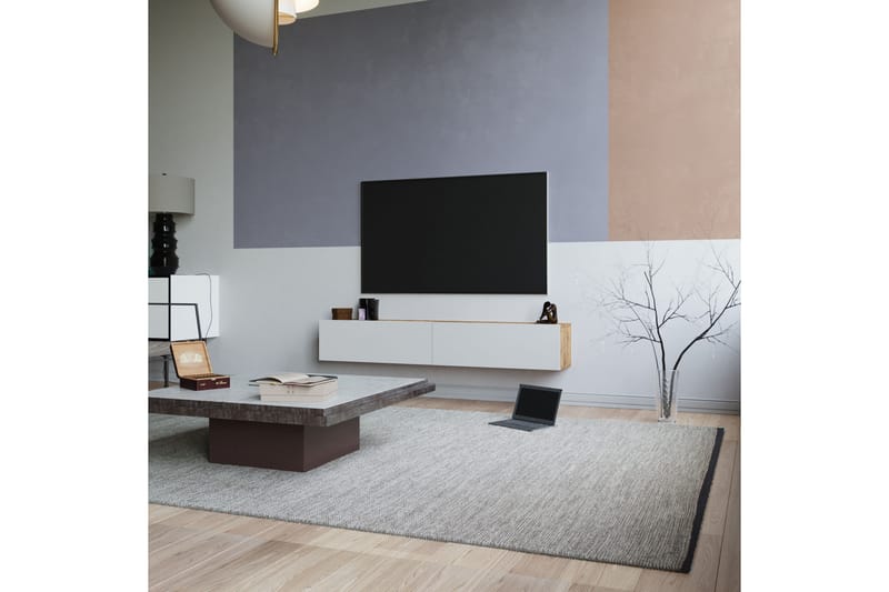 Anari TV-benk 180 cm - Hvit/Natur - Møbler - Mediamøbel & tv møbel - TV-benk & mediabenk