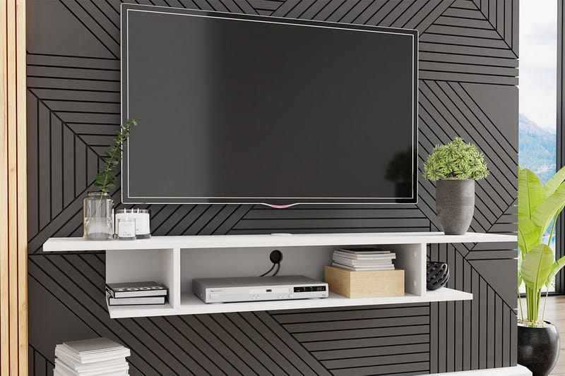 Boreset Tv-benk 30x18x130 cm - Hvit - Møbler - Mediamøbel & tv møbel - TV-benk & mediabenk