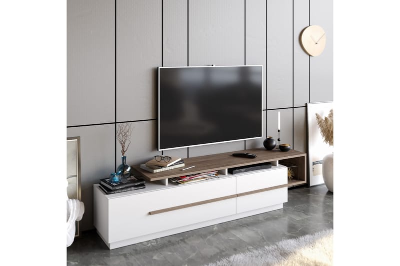 Campora Tv-benk 150 cm - Mørkebrun/Hvit - Møbler - Mediamøbel & tv møbel - TV-benk & mediabenk