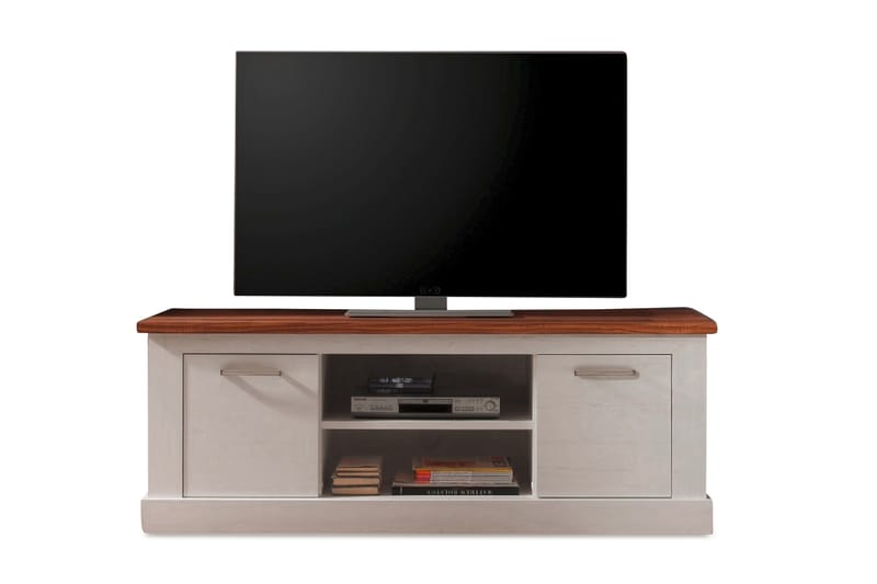 Clemons TV-benk 160 cm - Hvit/Valnøtt - Møbler - Medie- & TV-møbler - TV-benk & mediabenk