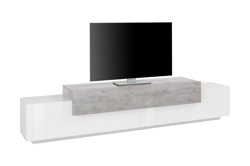 Coran Tv-benk 240 cm - Hvit/Betonggrå - Møbler - Mediamøbel & tv møbel - TV-benk & mediabenk