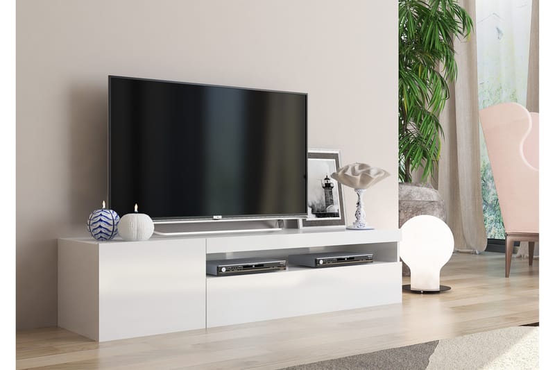 Daiquiria Tv-benk 155 cm - Hvit Høyglans - Møbler - Mediamøbel & tv møbel - TV-benk & mediabenk