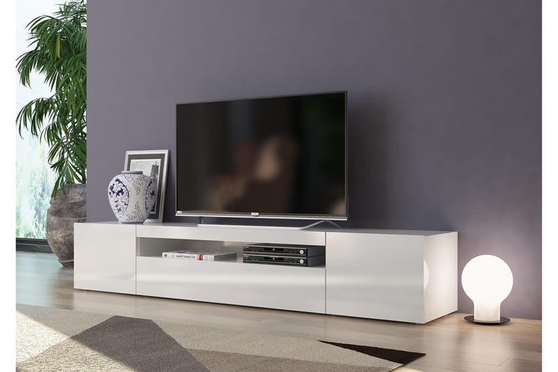 Daiquiria Tv-benk 200 cm - Hvit Høyglans - Møbler - Mediamøbel & tv møbel - TV-møbelsett