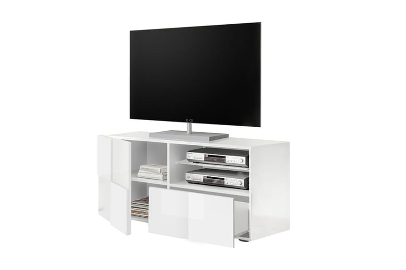 Dama TV-benk 121 cm - Hvit Høyglanslack - Møbler - Medie- & TV-møbler - TV-benk & mediabenk