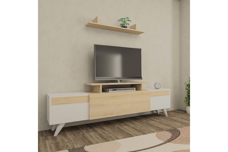 Dhivya TV-Møbelsett 180 cm - Hvit|Eik - Møbler - Medie- & TV-møbler - TV-benk & mediabenk