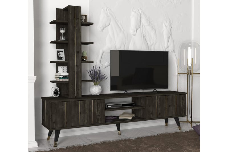 Ekte TV-benk 180 cm - Mørkebrun - Møbler - Mediamøbel & tv møbel - TV-benk & mediabenk