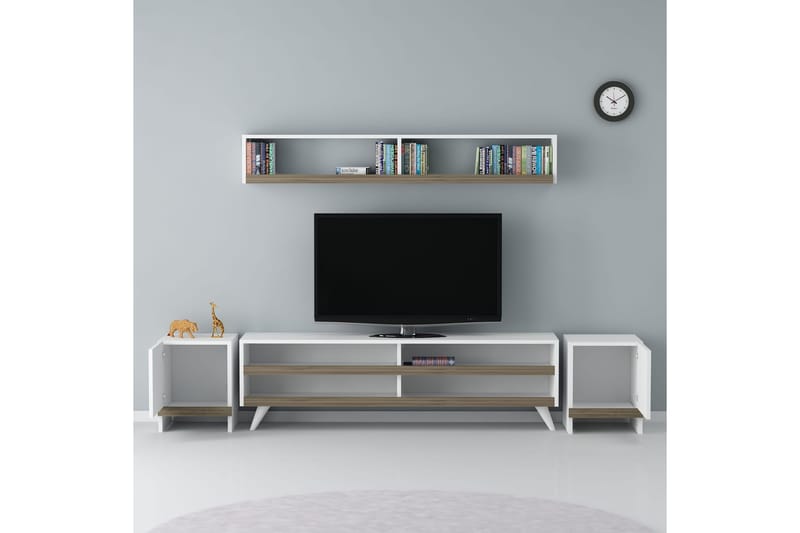 Farhad Tv-benk 120 cm - Hvit/Valnøtt - Møbler - Mediamøbel & tv møbel - TV-benk & mediabenk