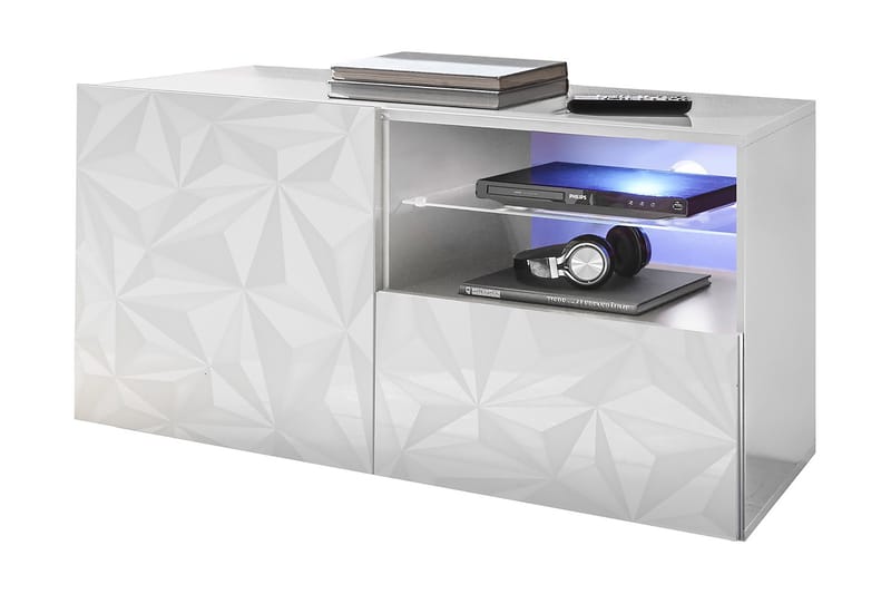 Fasett TV-benk 122 cm - Hvit - Oppbevaring - Oppbevaringsmøbler - Sideboard & skjenker