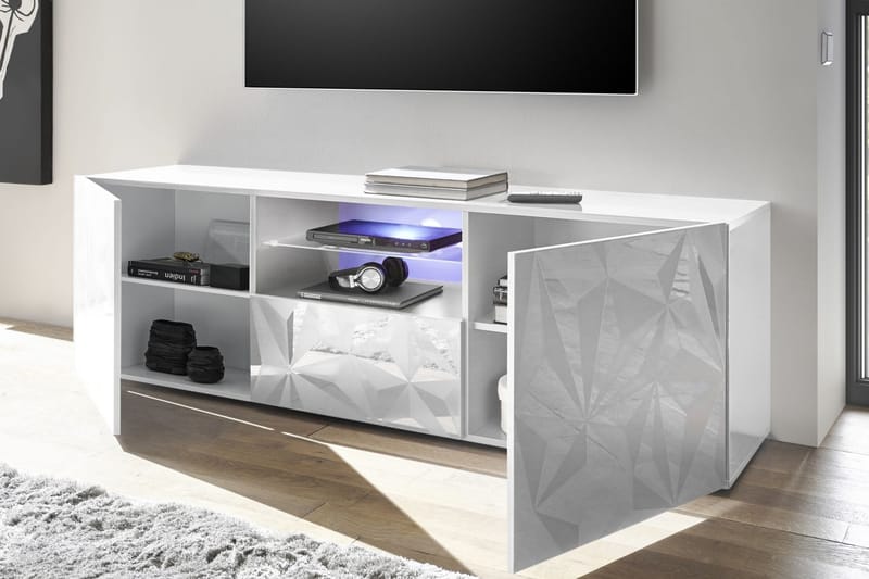 Fasett TV-benk 181 cm - Hvit - Møbler - Medie- & TV-møbler - TV-benk & mediabenk