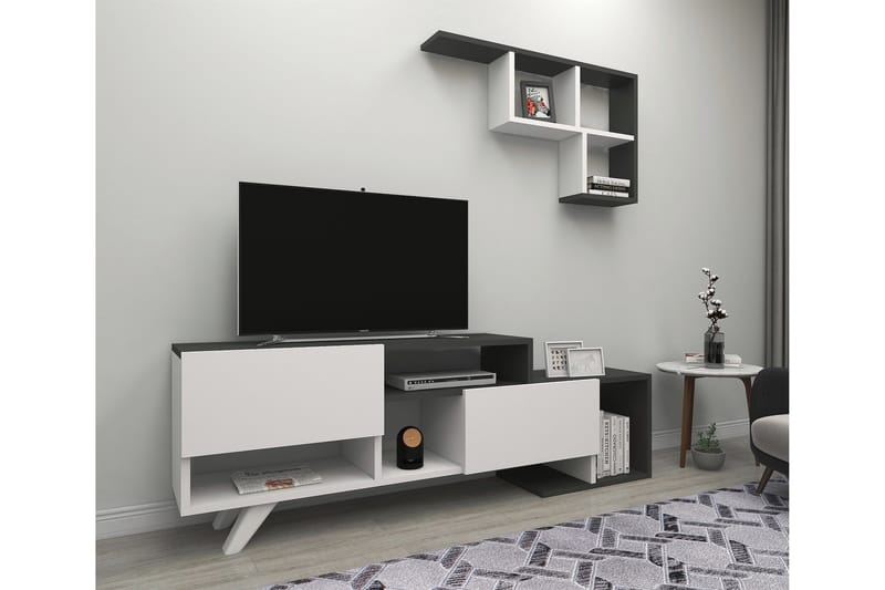 Fuhaymi Tv-benk 75 cm - Hvit/Antrasitt - Møbler - Medie- & TV-møbler - TV-benk & mediabenk