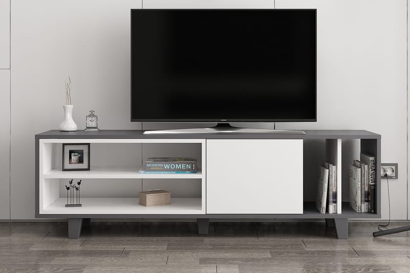 Hachen Tv-benk 160 cm - Hvit/Antrasitt - Møbler - Mediamøbel & tv møbel - TV-benk & mediabenk