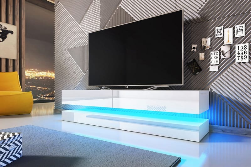 Hamilton TV-benk 140 cm LED-belysning - Hvit - Møbler - Mediamøbel & tv møbel - TV-benk & mediabenk