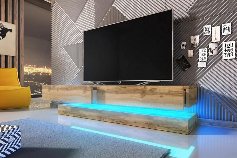 Hamilton TV-benk 140 cm LED-belysning - Natur/Tre - Møbler - Medie- & TV-møbler - TV-benk & mediabenk