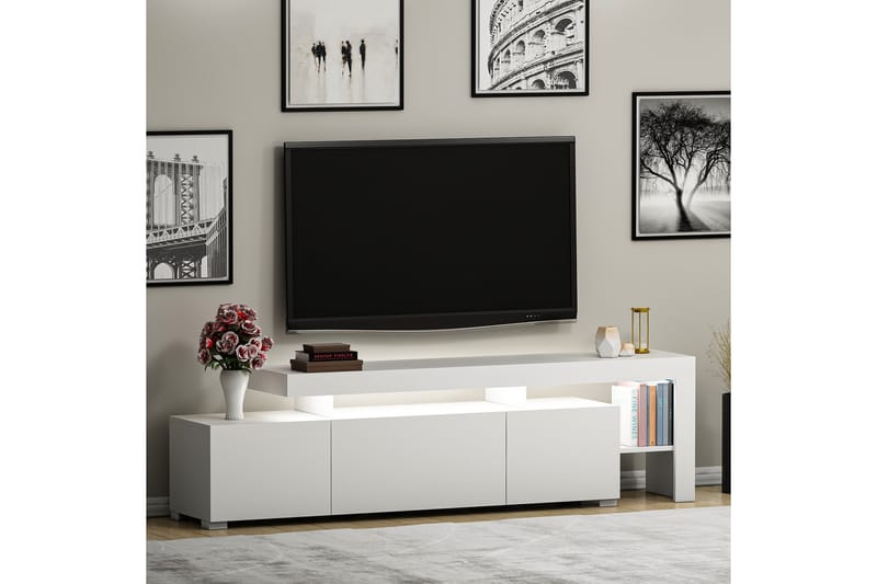 Jurukovo Tv-benk 192 cm - Hvit - Møbler - Medie- & TV-møbler - TV-benk & mediabenk
