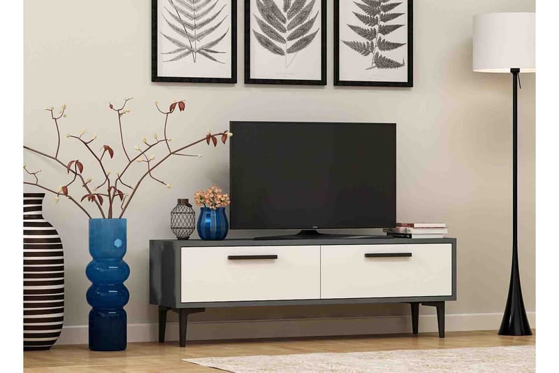 Kasteel TV-benk 120 cm - Antrasitt/Hvit - Møbler - Mediamøbel & tv møbel - TV-benk & mediabenk
