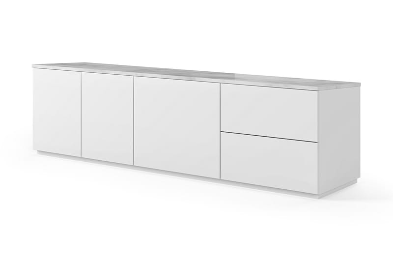 Kolesar TV-benk 2 Skuffer Marmor - Hvit - Oppbevaring - Oppbevaringsmøbler - Sideboard & skjenker