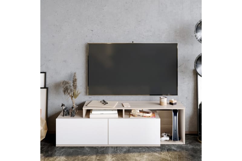 Lameyze Tv-benk 150 cm - Natur/Hvit - Møbler - Mediamøbel & tv møbel - TV-benk & mediabenk