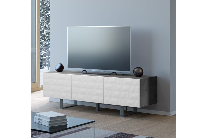 Lerhaga TV-Benk 165 cm - Betong|Hvit - Møbler - Mediamøbel & tv møbel - TV-benk & mediabenk