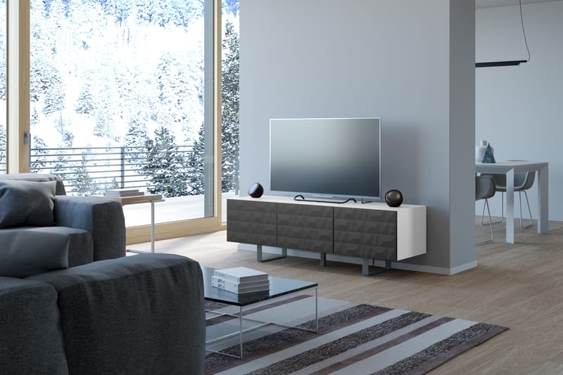 Lerhaga TV-Benk 165 cm - Hvit|Svart - Møbler - Mediamøbel & tv møbel - TV-benk & mediabenk