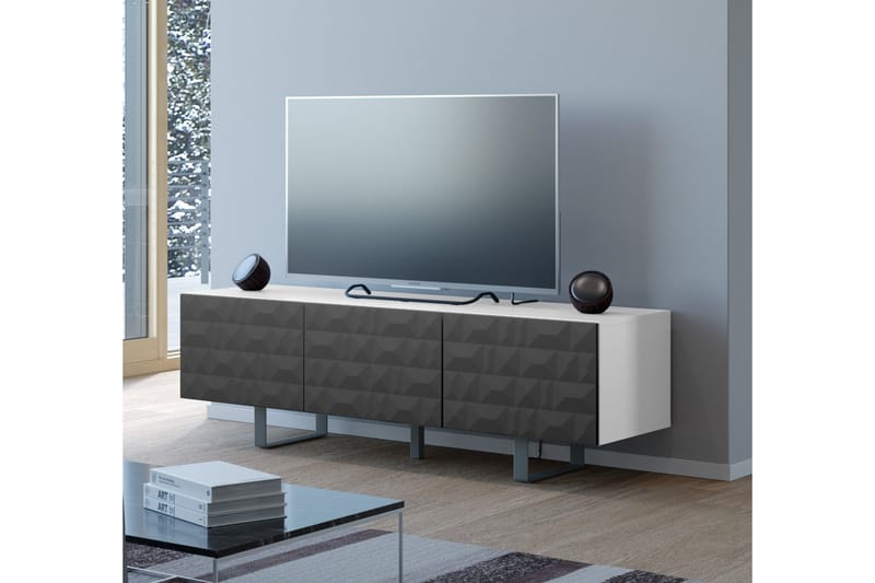 Lerhaga TV-Benk 165 cm - Hvit|Svart - Møbler - Bord - Avlastningsbord - Konsollbord