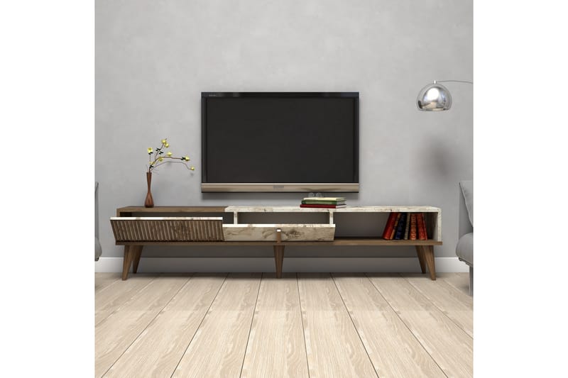 Lissione Tv-benk 180 cm - Mørkebrun/Hvit - Møbler - Mediamøbel & tv møbel - TV-benk & mediabenk