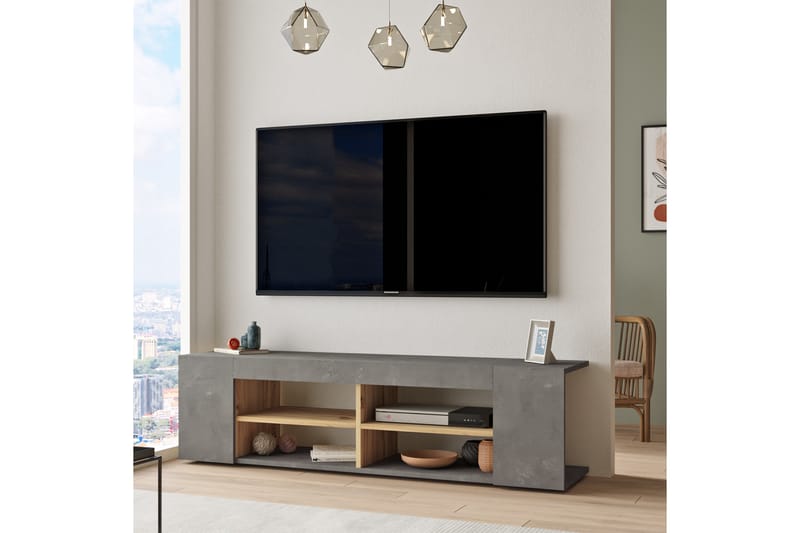 Lozyno Tv-benk 150 cm - Natur/Sølv - Møbler - Medie- & TV-møbler - TV-benk & mediabenk