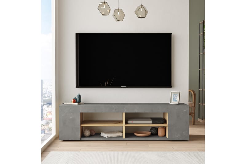 Lozyno Tv-benk 150 cm - Natur/Sølv - Møbler - Medie- & TV-møbler - TV-benk & mediabenk