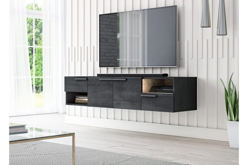 Mauella Tv-benk 140 cm - Svart|Natur - Møbler - Medie- & TV-møbler - TV-benk & mediabenk