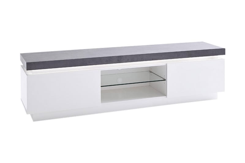Miramar TV-benk 175 cm med LED - Hvit/Betong - Møbler - Mediamøbel & tv møbel - TV-benk & mediabenk
