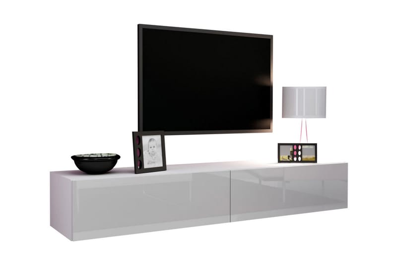 Narbonne TV-benk 180 cm - Hvit/Hvit Høyglans - Møbler - Medie- & TV-møbler - TV-benk & mediabenk