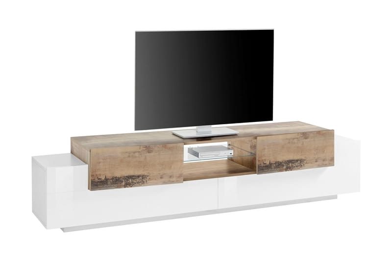 Newcoro Tv-benk 220 cm - Hvit/Antrasitt - Møbler - Medie- & TV-møbler - TV-benk & mediabenk
