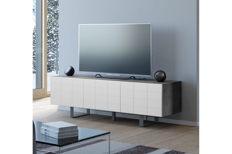 Niemis TV-Benk 165 cm - Betong|Hvit - Møbler - Mediamøbel & tv møbel - TV-benk & mediabenk