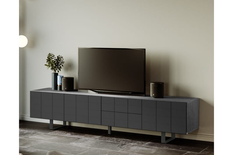 Niemis TV-Benk 220 cm - Betong|Svart - Møbler - Mediamøbel & tv møbel - TV-benk & mediabenk