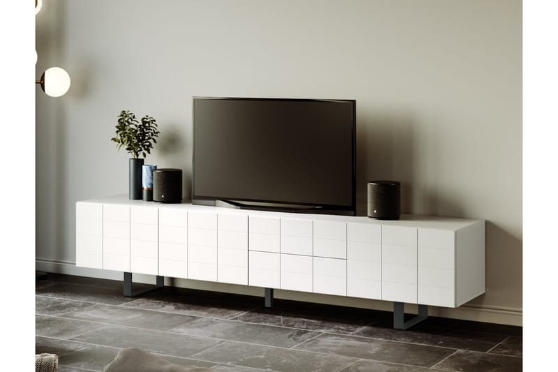 Niemis TV-Benk 220 cm - Hvit - Møbler - Mediamøbel & tv møbel - TV-benk & mediabenk