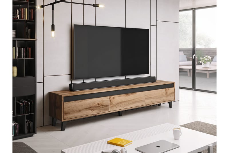 Nodiya Tv-benk 185x38x42 cm - Eikefarge/Antrasitt - Møbler - Mediamøbel & tv møbel - TV-benk & mediabenk