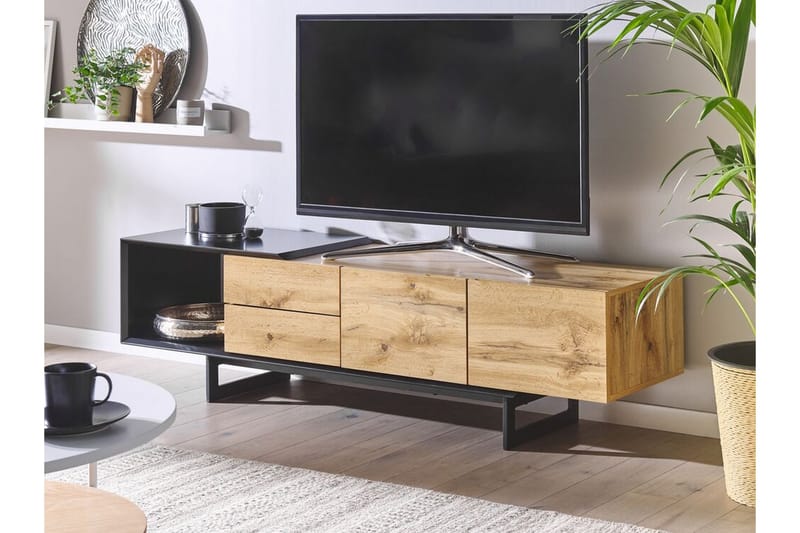 Orbetello Tv-benk 160x39 cm - Lyst Tre/Svart - Møbler - Mediamøbel & tv møbel - TV-benk & mediabenk
